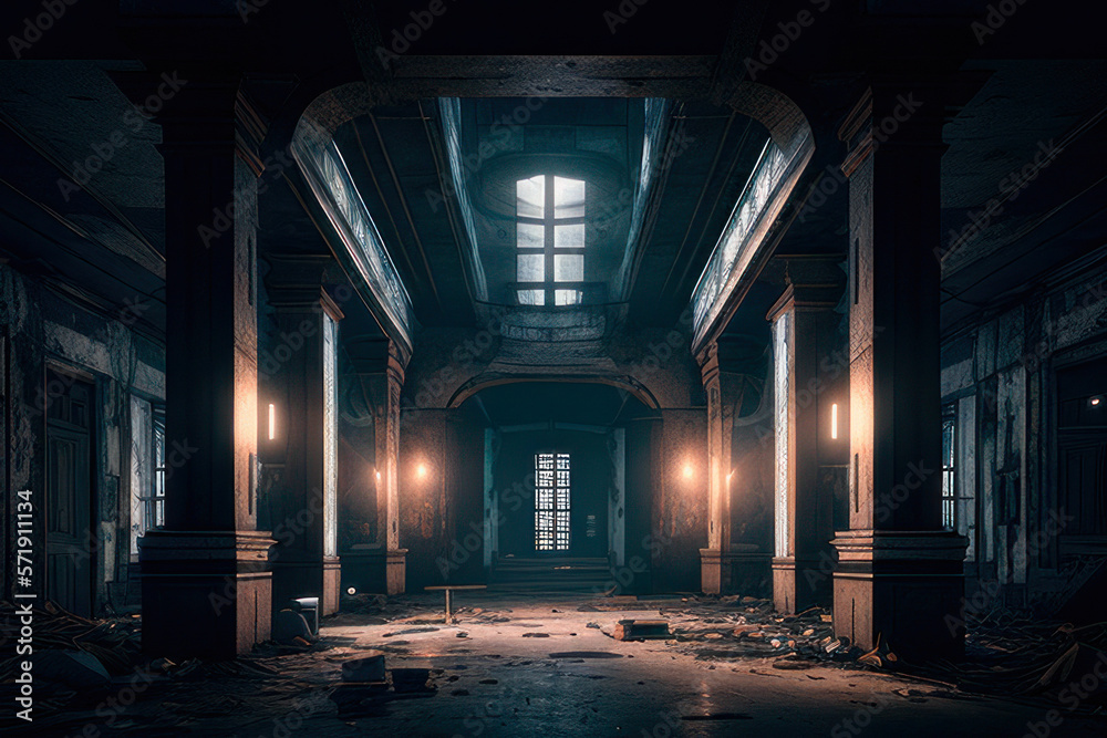 old abandoned building created with Generative AI technology