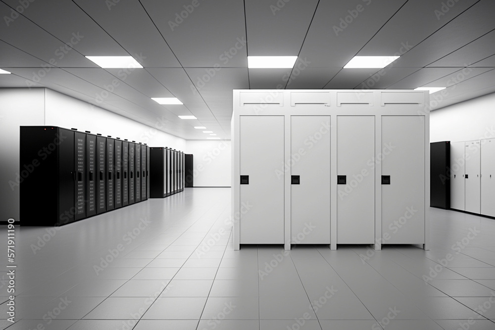 Data Center in a server room created with generative AI technology