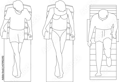 Vector sketch illustration of a teenage couple sunbathing
