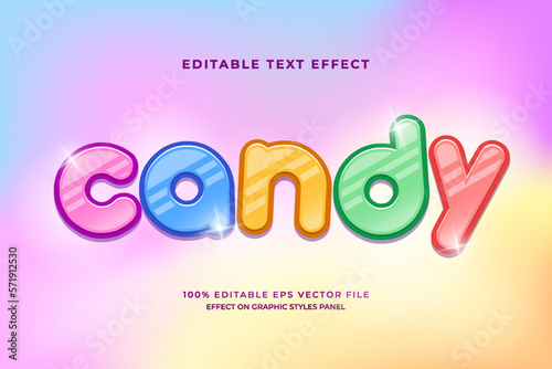 decorative candy editable text effect vector design