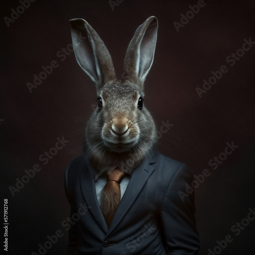 Portrait of a rabbit in a business suit, Generative AI © Andrii Fanta