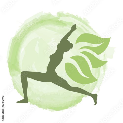 woman in yoga pose, watercolor splash
