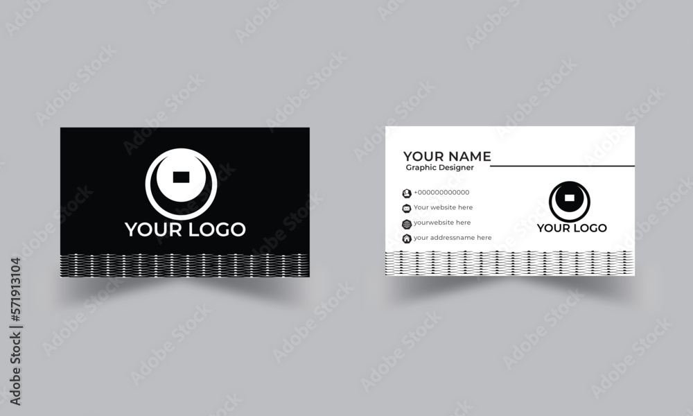 Naklejka premium simple business card Minimal Individual Business Card Layout Modern Business card Design Vector business card template. Visiting card for business and personal use. Modern presentation card with compa