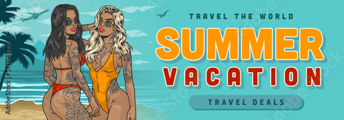 Summer vacation colorful advertising banner