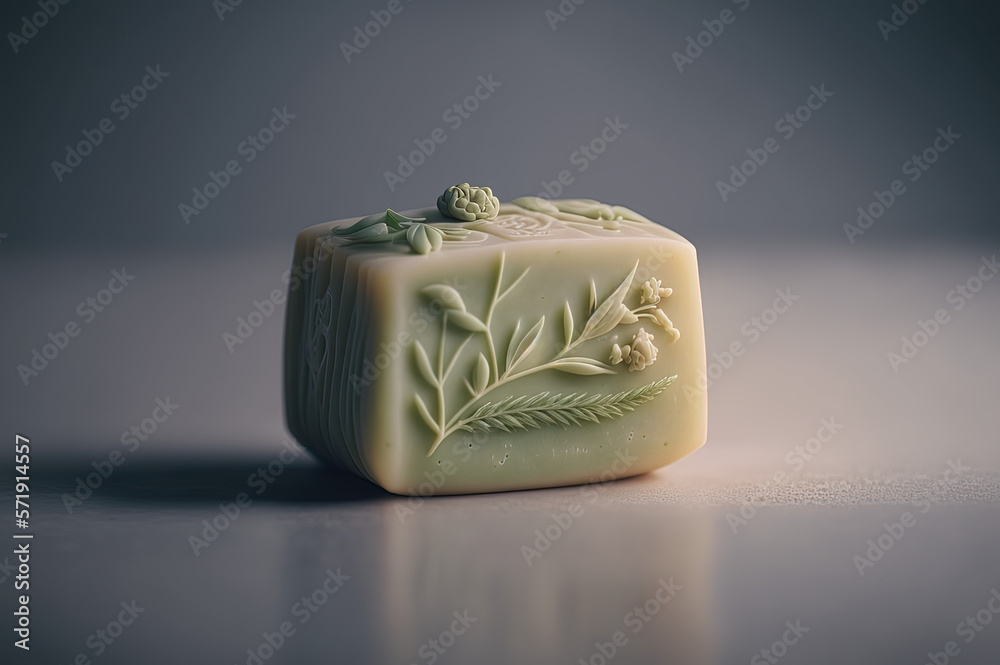 Aesthetic minimalist natural soap with herbs. Generative AI. Aesthetic minimalist natural soap with herbs. Generative AI.