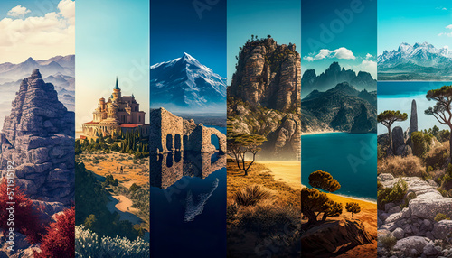 Different landscapes of Greece. Holiday concept - Generative AI
