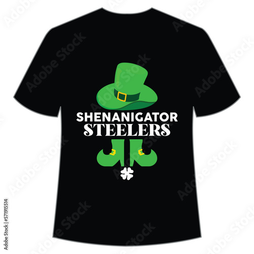 Shenanigator steelers St. Patrick's Day Shirt Print Template, Lucky Charms, Irish, everyone has a little luck Typography Design photo