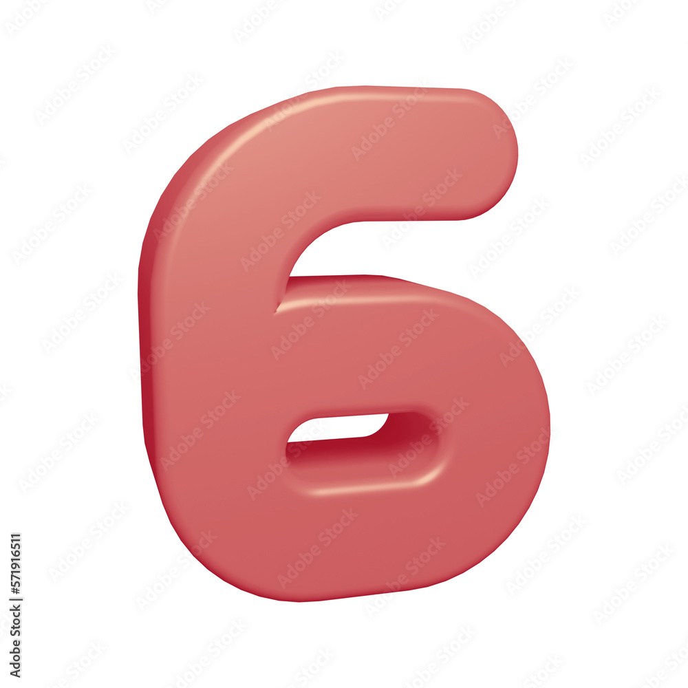 Pink number 6 in 3d rendering for math, business and education concept. Pink number 6 in 3d rendering for math, business and education concept.