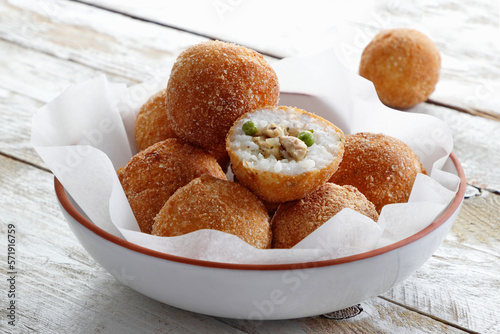 Arancini - rice balls with chicken photo