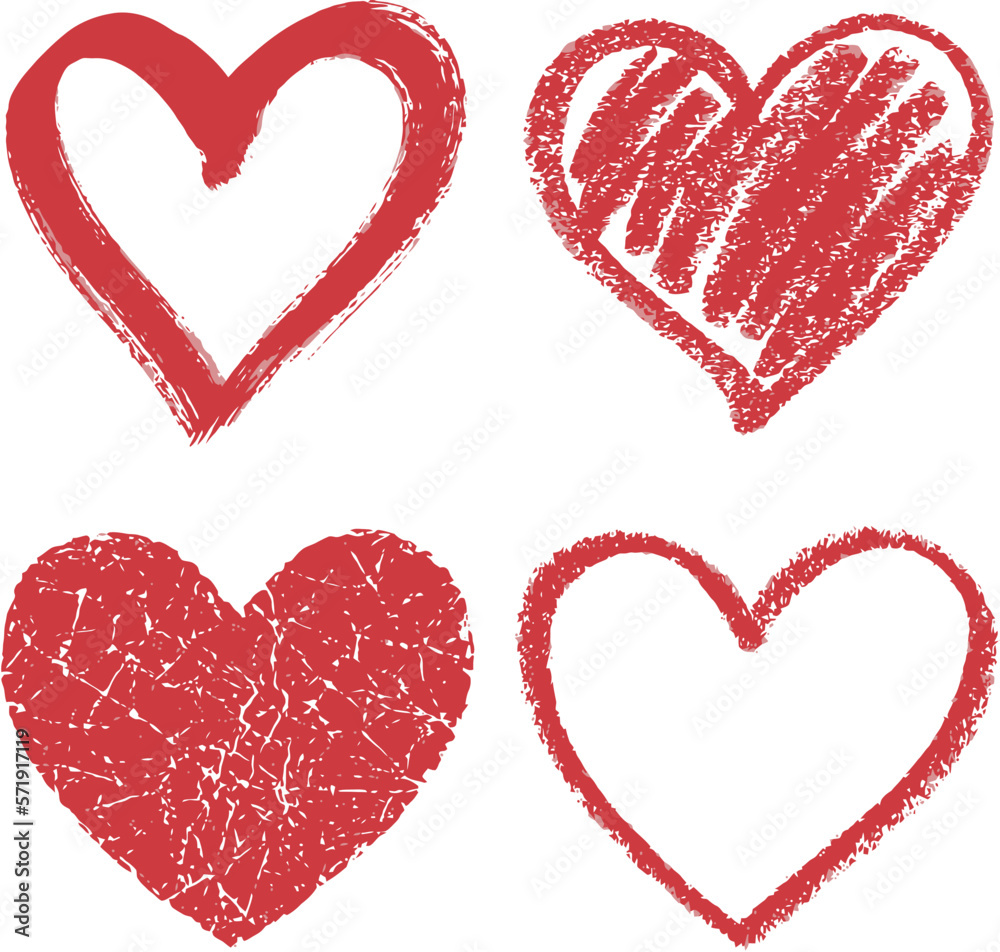 a bunch of hearts drawn in red ink. illustration pack