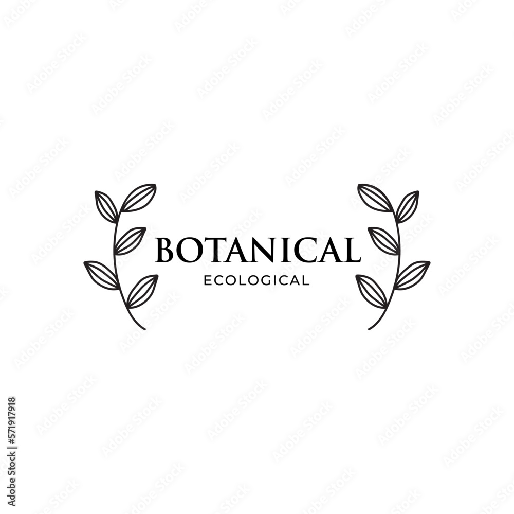 Vector floral hand drawn logo template in elegant and minimal style on white background illustration  For badges, labels, logotypes and branding business identity.