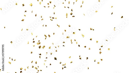 pluie de confettis dorés lancée à partir d'un canon tombant lentement - canal alpha séparé - rendu 4k 3D
