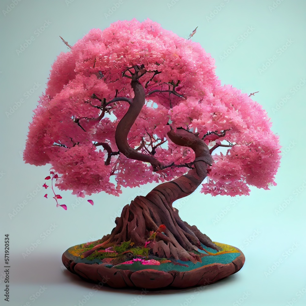 Bonsai sakura Stock Illustration | Adobe Stock