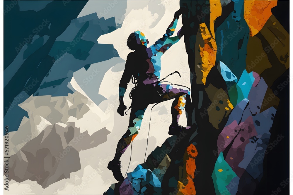 Fototapeta premium climbing modernist painting style created using AI Generative Technology