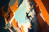 climbing modernist painting style created using AI Generative Technology