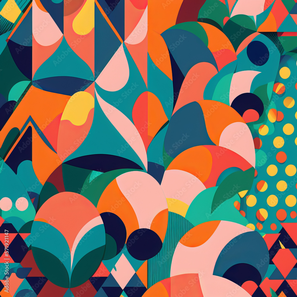 abstract colorful background with texture, lines, shapes, and curves illusions ai