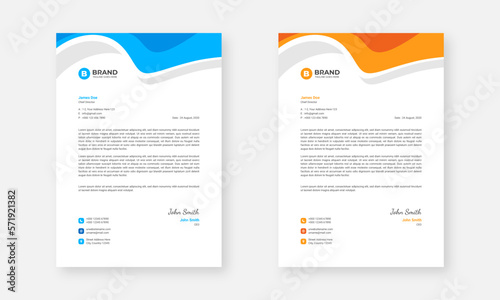 Professional abstract vector letterhead design template. (ID: 571921382)