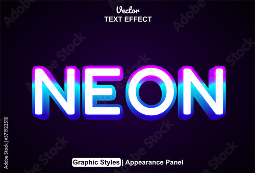 neon text effect with graphic style and editable.