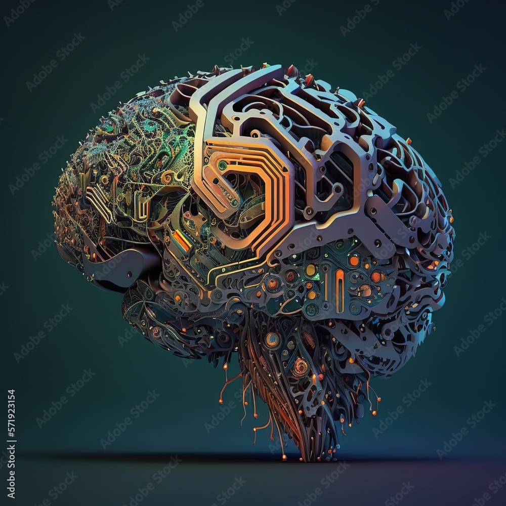 Brain Patterns Machine AI generation, artificial intelligence brain and special patterns Stock ...