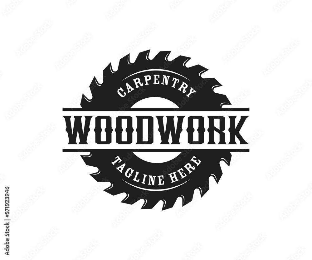 Carpentry, Woodworking retro vintage logo design. Sawmill and Saw logo design template