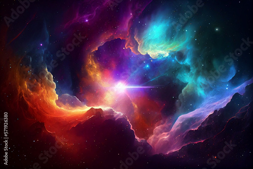 Glowing mysterious universe background. Generative ai © pa-ka