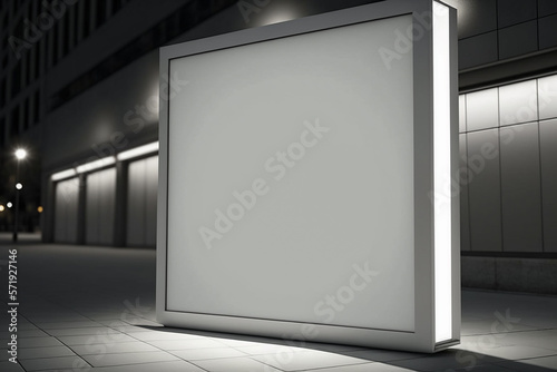 Blank advertising light box in the city, advertising mockup. AI generated image © hellame