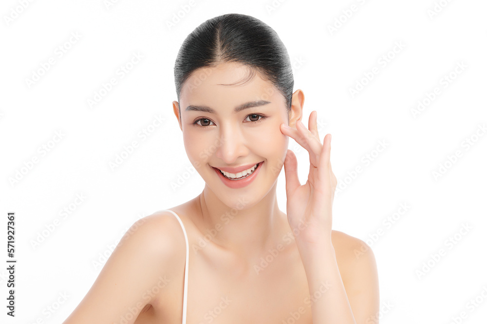 Beautiful young asian woman with clean fresh skin on white background, Face care, Facial treatment, Cosmetology, beauty and spa, Asian women portrait. Beautiful young asian woman with clean fresh skin on white background, Face care, Facial treatment, Cosmetology, beauty and spa, Asian women portrait.