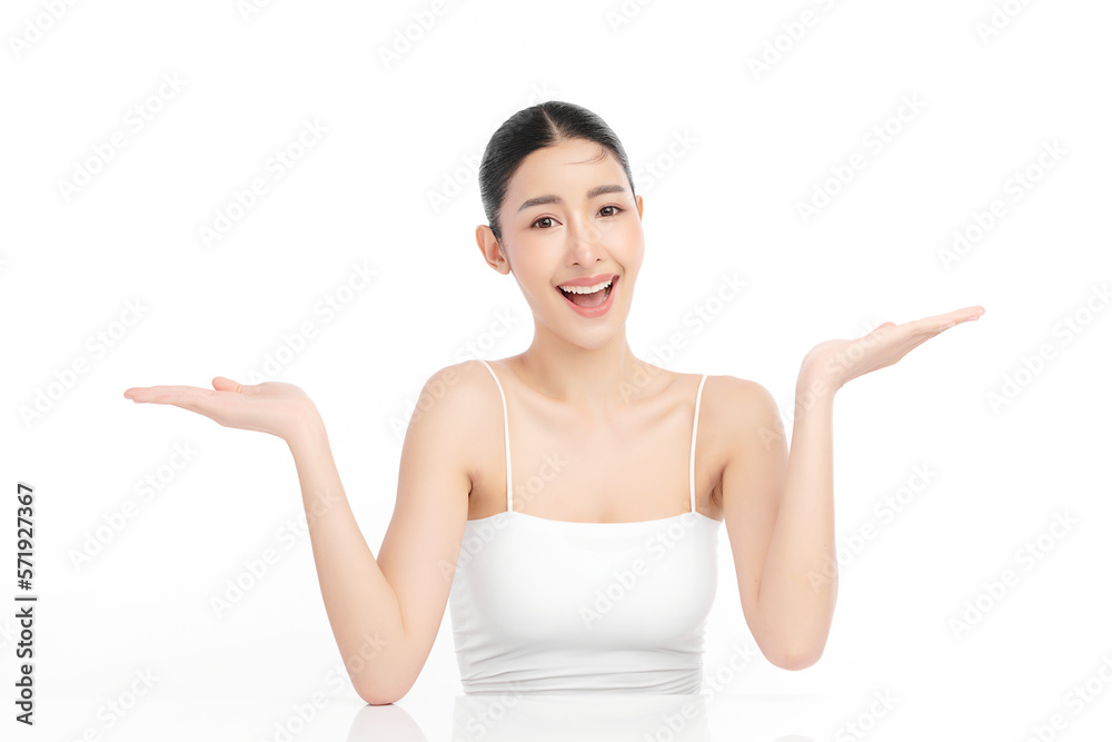 Beautiful young asian woman with clean fresh skin on white background, Face care, Facial treatment, Cosmetology, beauty and spa, Asian women portrait. Beautiful young asian woman with clean fresh skin on white background, Face care, Facial treatment, Cosmetology, beauty and spa, Asian women portrait.