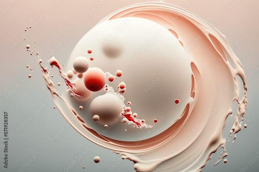 Abstract subtle milk bubble floating on air, generative ai