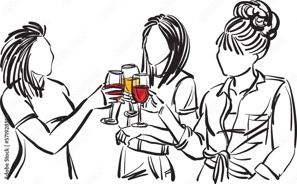 friends women friendship concept drinking glass of wine happy together celebration vector illustration friends women friendship concept drinking glass of wine happy together celebration vector illustration