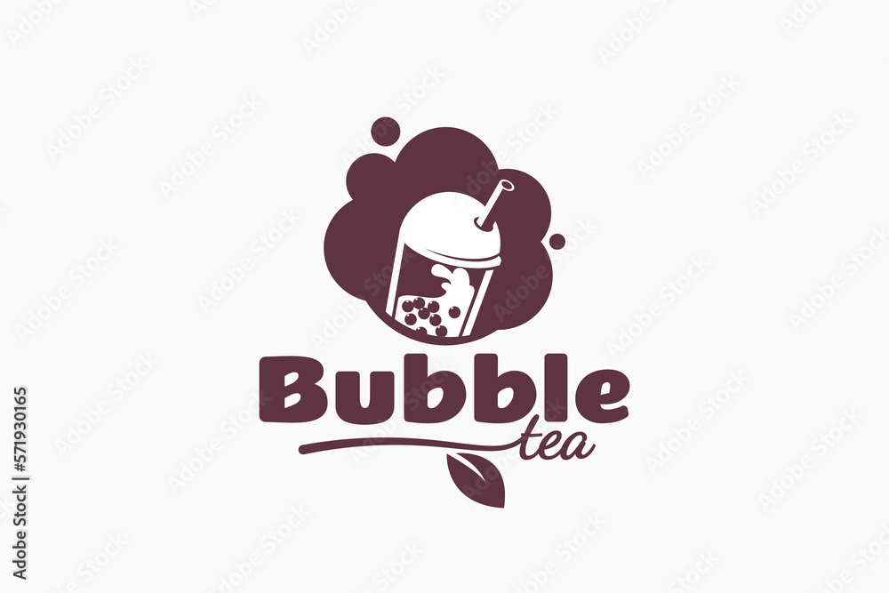 bubble tea logo with bubble tea drink and lettering for any business especially for cafe, shop, food truck, etc.