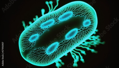 Single Bioluminescent, abstract illustration of the bacteria.  photo