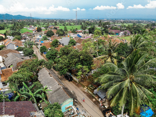 Fototapeta Naklejka Na Ścianę i Meble -  Drone photo of earthquake in Cianjur, Indonesia