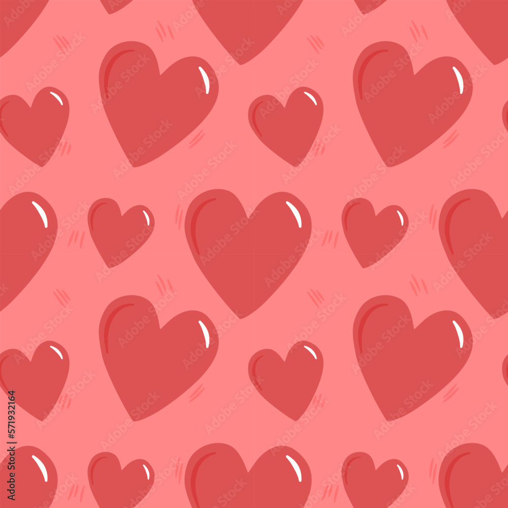 Patterns for decorating fabric or wallpaper. Pink hearts blooming on Valentines Day.