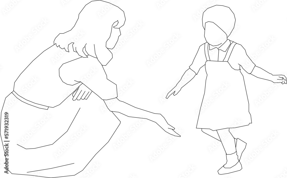 Fototapeta premium Vector illustration of the silhouette of a mother's love for all time