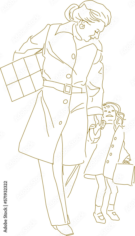 Vector sketch illustration of a mother's silhouette buying a christmas present to her child Vector sketch illustration of a mother's silhouette buying a christmas present to her child