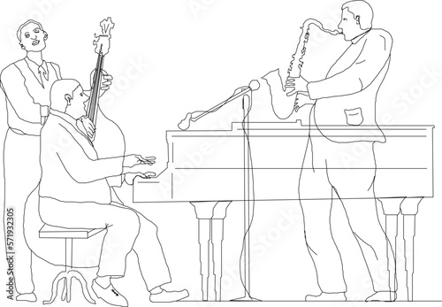 Street busker musician silhouette illustration vector sketch