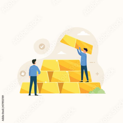 Gold investment, safe haven in financial crisis or wealth management and asset allocation concept