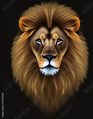 Lion Portrait In Detail Isolated On Black Background  generative ai illustration