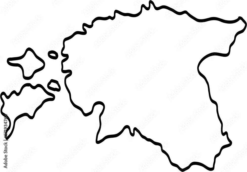 doodle freehand drawing of estonia map.