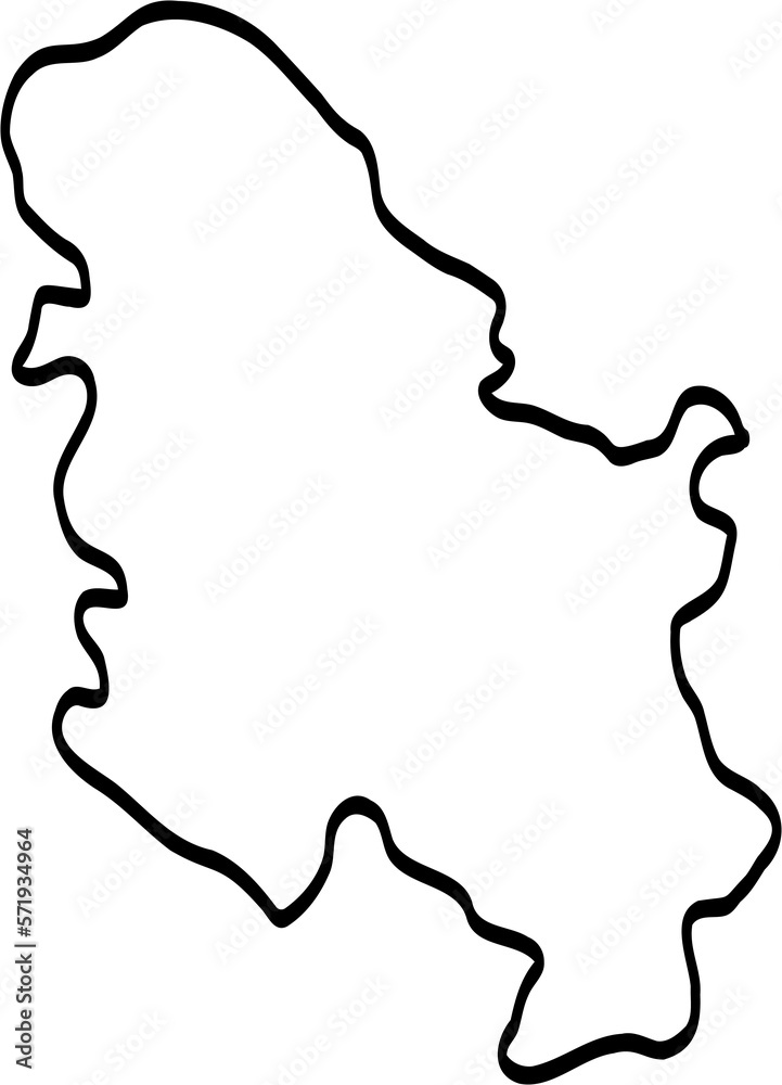 doodle freehand drawing of serbia map.
