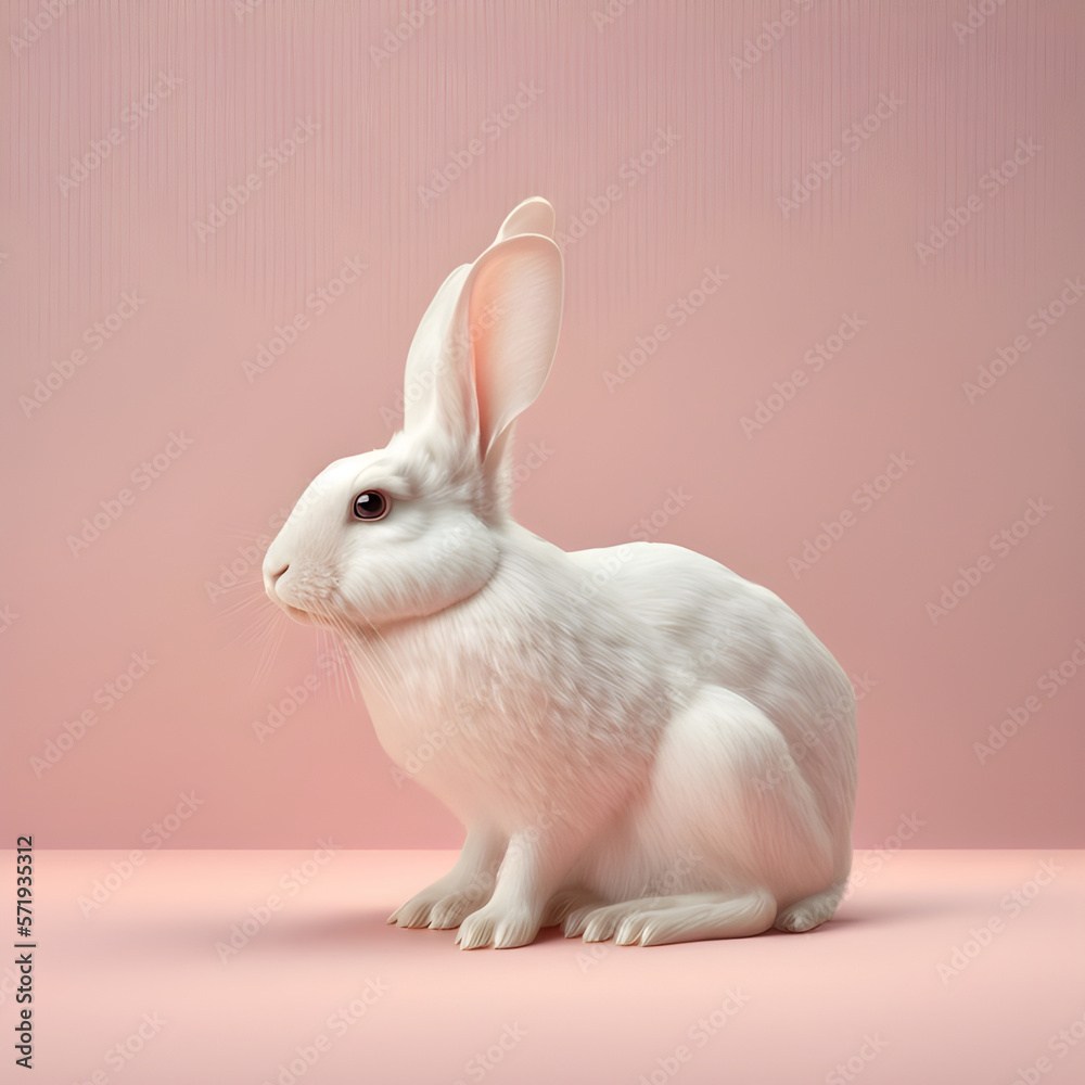 Obraz premium Portrait of a white easter bunny, 3D rendering