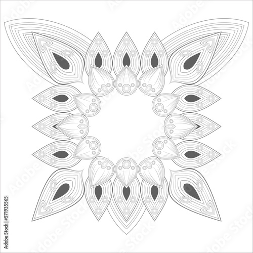 Delightful coloring page for mindful relaxation of the adult. Colouring page for therapy practice. Coloring sheet for fun project