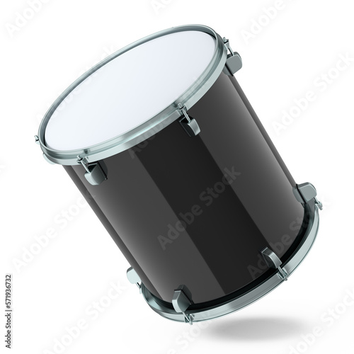 Realistic drum on white background. 3d render concept of musical instrument