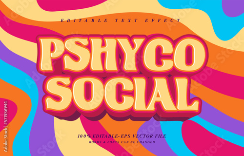 Psychosocial, groovy quote editable text effect template
