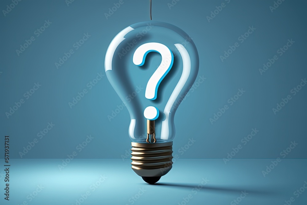 Light bulb with question mark, blue background. Generative AI Light bulb with question mark, blue background. Generative AI