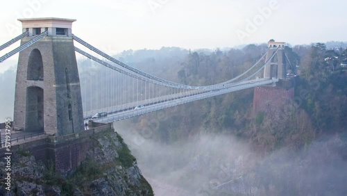 Clifton Suspension Bridge on a foggy morning