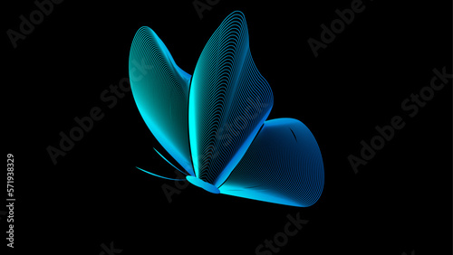 Concept of metaverse, virtual reality experience with abstract sphere, Shiny abstract butterfly futuristic wave vector illustration eps10 lines technology backgound