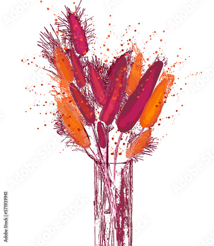 Colorful down floral decoration vector watercolors