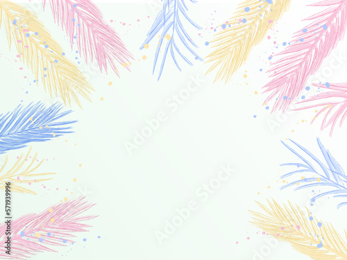 Palm leaves colorful banner tropical vector watercolors